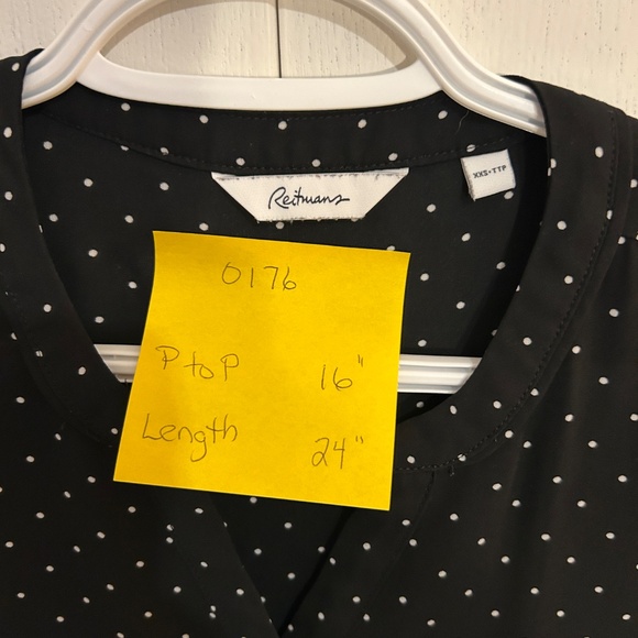 Reitmans Size XXS Black and White Polka Dot Blouse - Picture 7 of 7